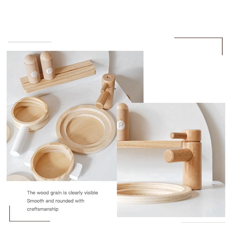 Drewniana kuchnia Retro z akcesoriami biała dla dziecka 4