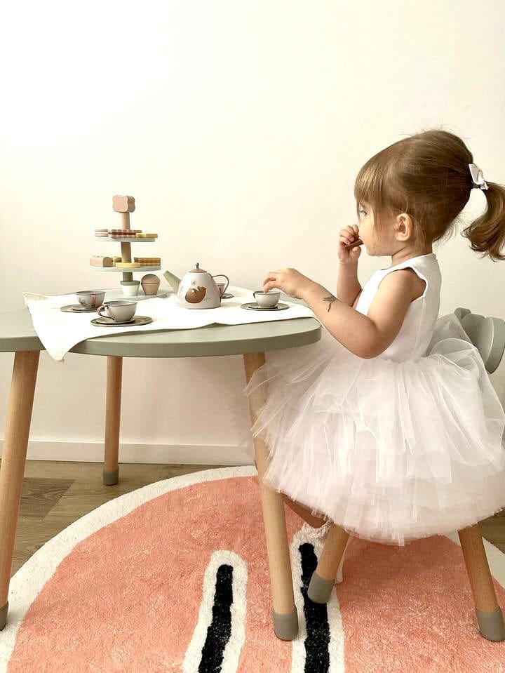 Drewniane krzesełko i stolik dla dziecka, zestaw 4 stolik i krzesełko