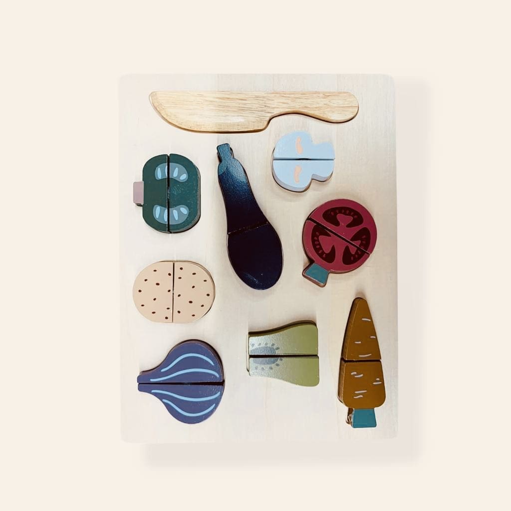 Drewniane warzywa i owoce do krojenia zestaw