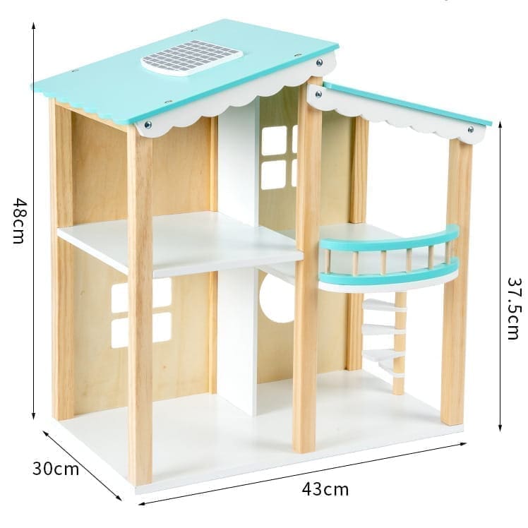 Drewniany Domek dla lalek z zestawem mebli 6