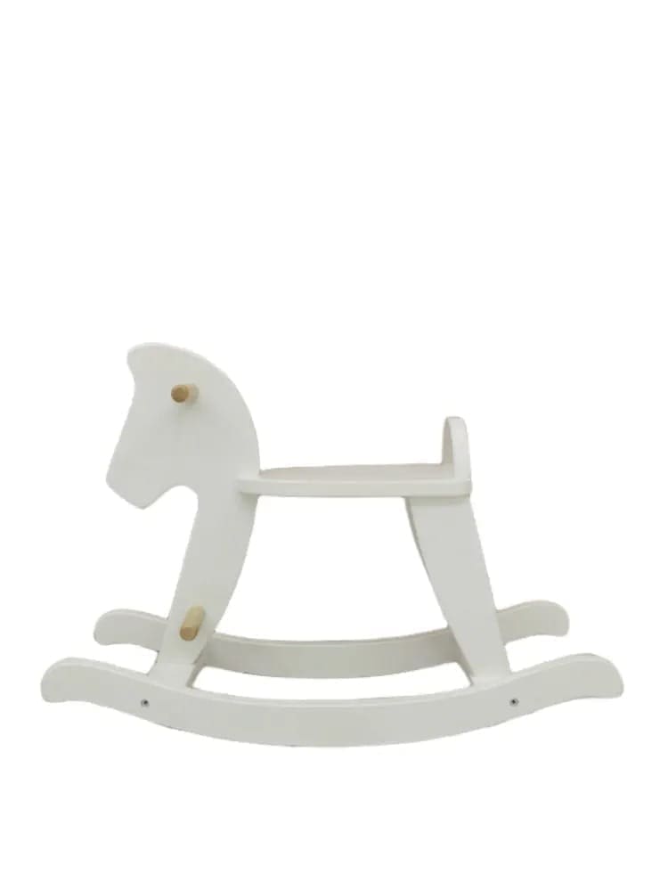 Drewniany Konik na biegunach biały, bujak 5