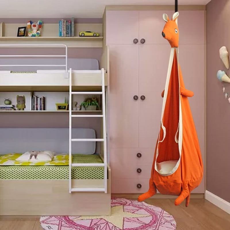 Huśtawka kokon Kangur w kolorze pomarańczowym z miękką poduchą