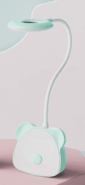 Lampka nocna Miś, Led, USB, biurkowa, bezprzewodowa, miętowa 3