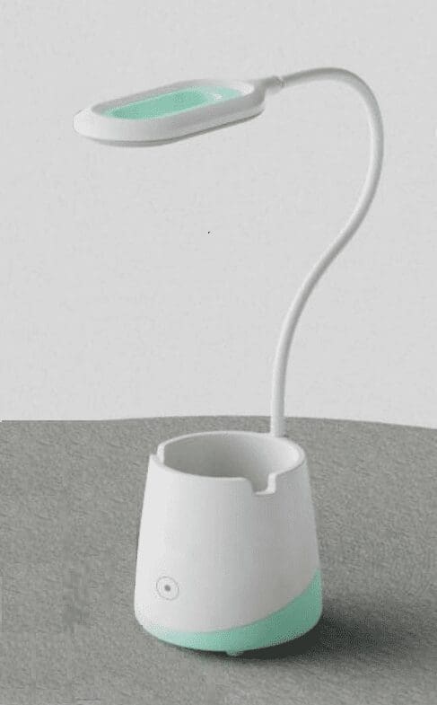 Lampka nocna Organizer, Led, USB, biurkowa, bezprzewodowa, biało-miętowa 1