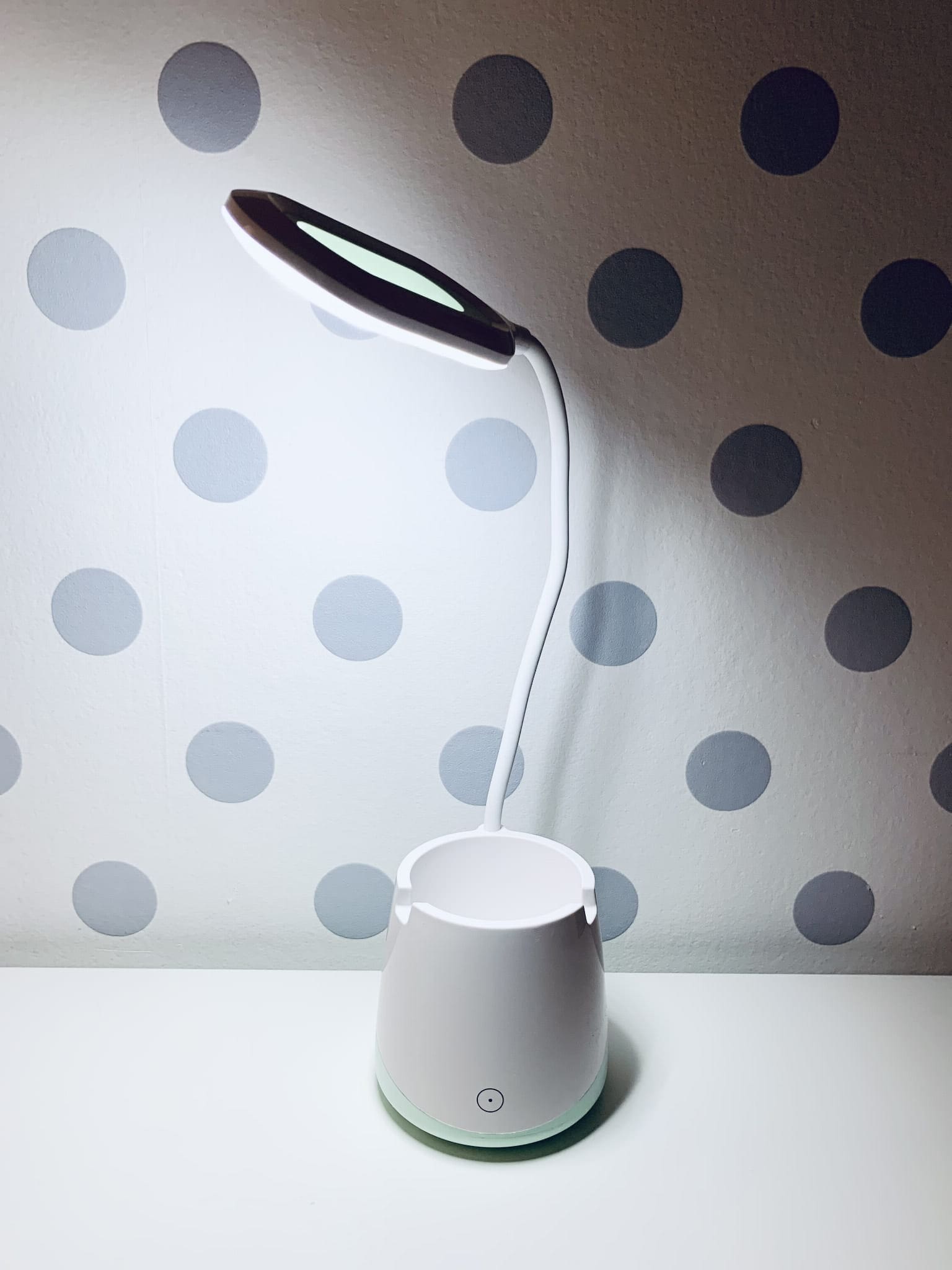 Lampka nocna Organizer, Led, USB, biurkowa, bezprzewodowa, biało-miętowa 4