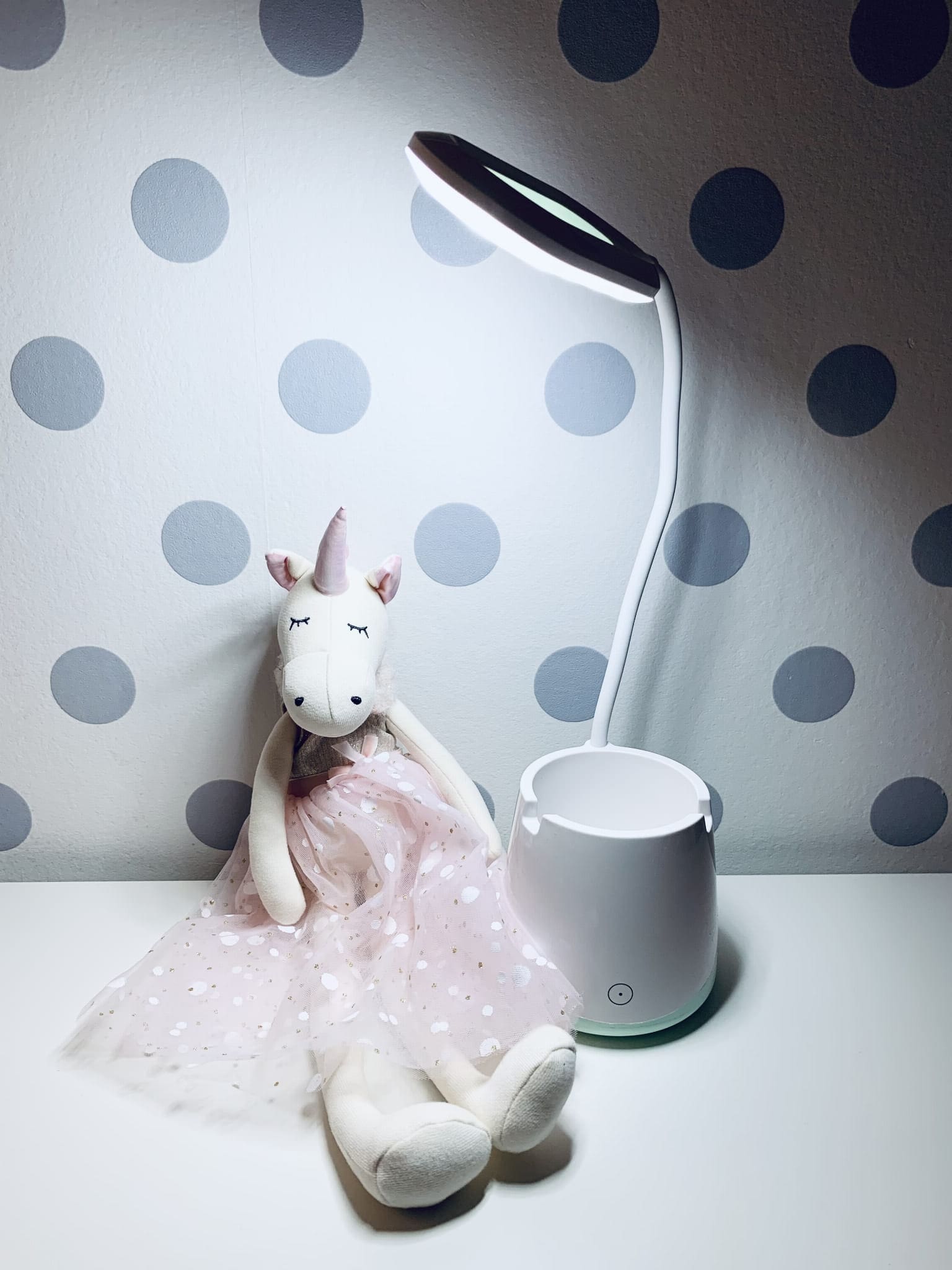 Lampka nocna Organizer, Led, USB, biurkowa, bezprzewodowa, biało-miętowa 5