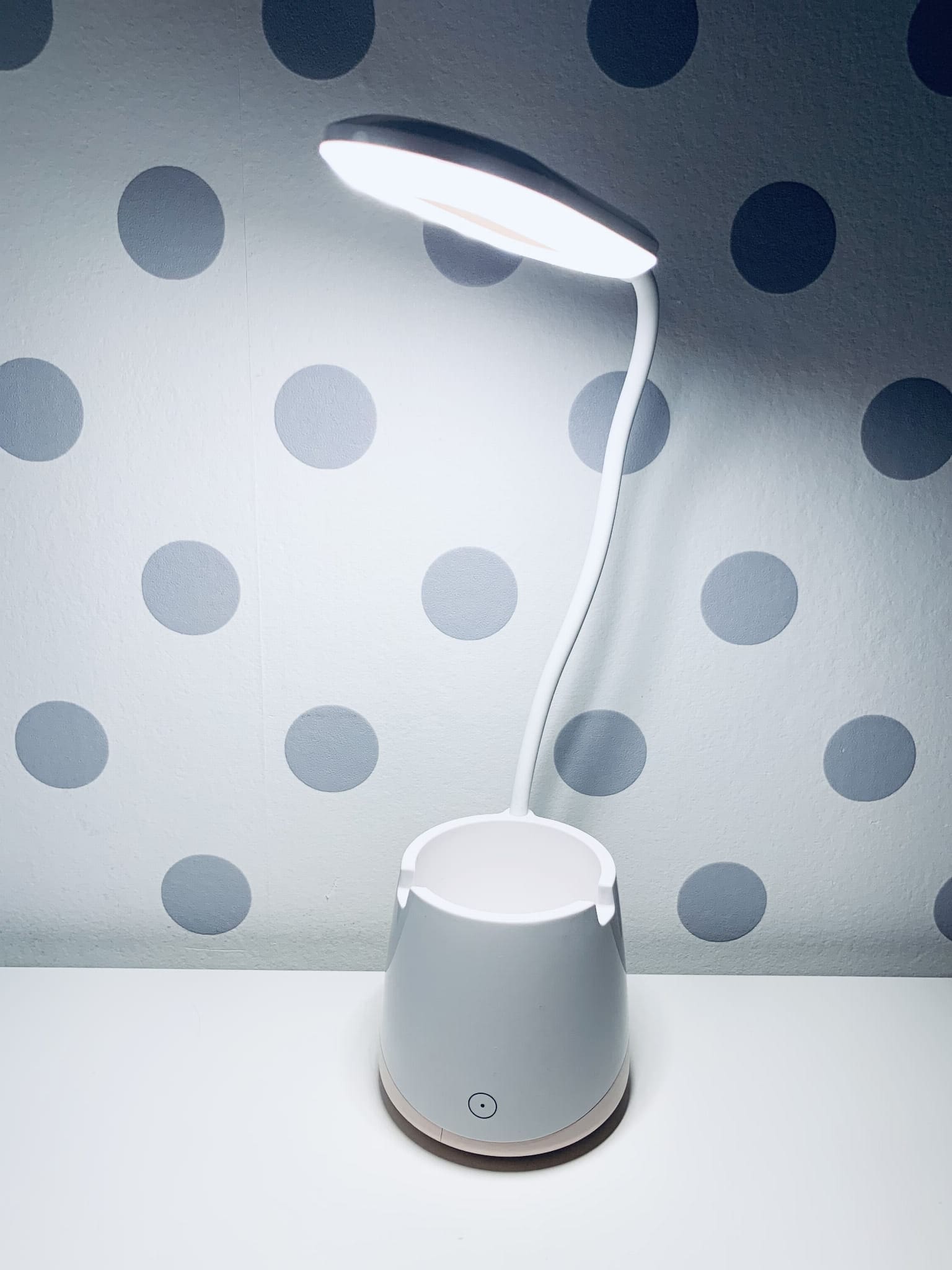 Lampka nocna Organizer, Led, USB, biurkowa, bezprzewodowa, biało-różowa 3