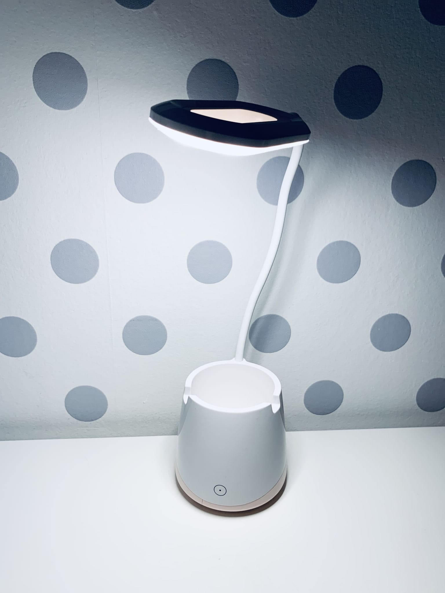 Lampka nocna Organizer, Led, USB, biurkowa, bezprzewodowa, biało-różowa 4