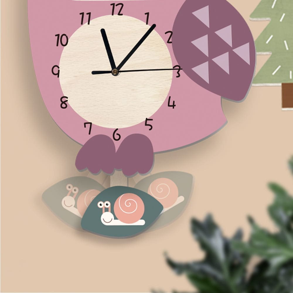 Zegar ścienny Sowa różowa do pokoju dziecięcego 5